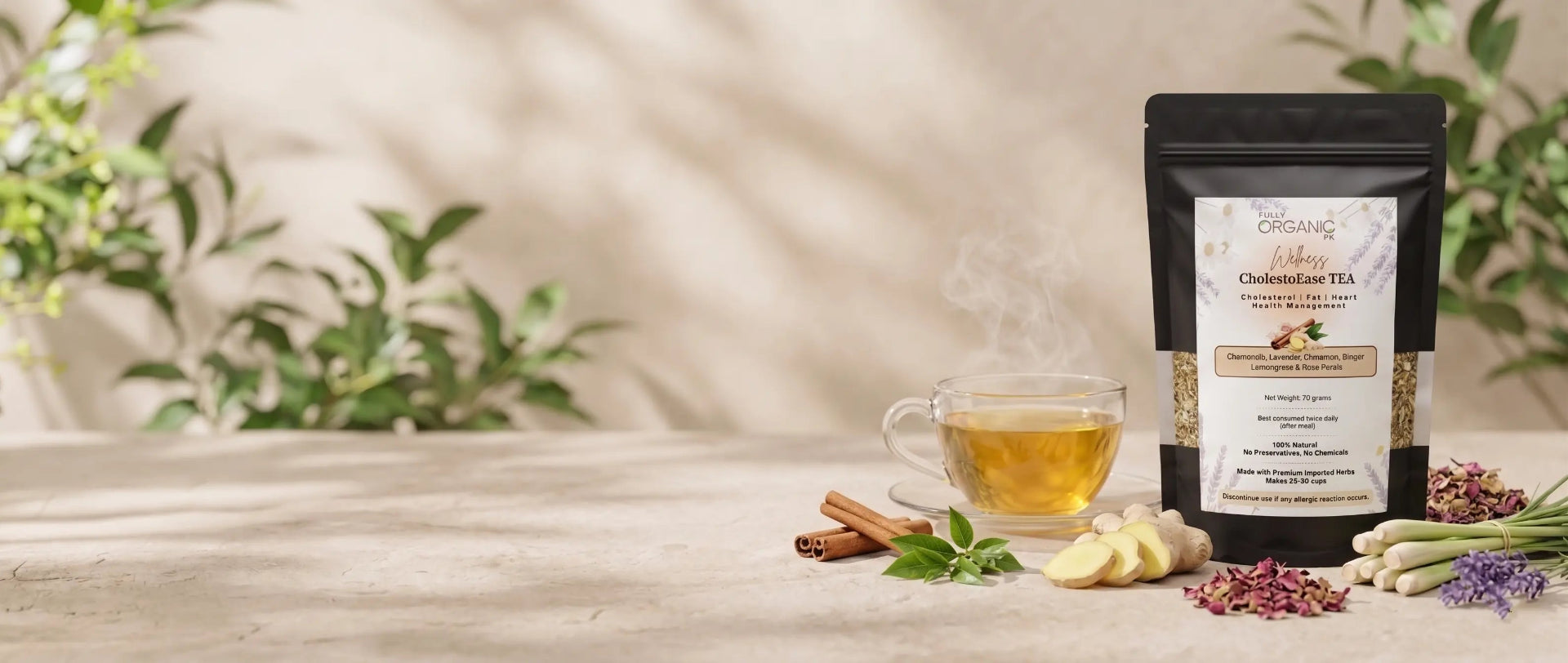 CholestoEase herbal tea for healthy cholesterol support by Fully Organic Pakistan
