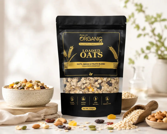 Loaded Oats healthy breakfast oats with nuts seeds and dried fruits by Fully Organic Pakistan