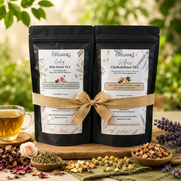 Skin Detox Tea and CholestoEase Tea Bundle by Fully Organic Pakistan natural herbal wellness and heart health support